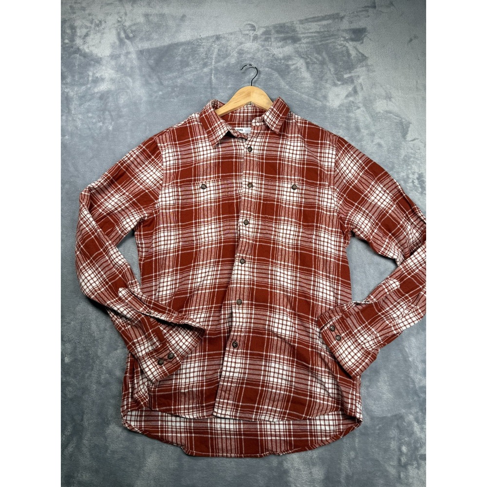 Sonoma Goods For Life Flannel Shirt Mens M Red White Plaid Cotton Button Down